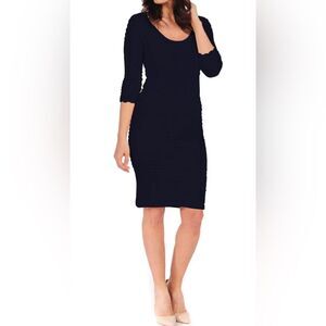 Max Studio Black Tiered Ruffled Long Sleeve Knee Length Dress Women's size Large